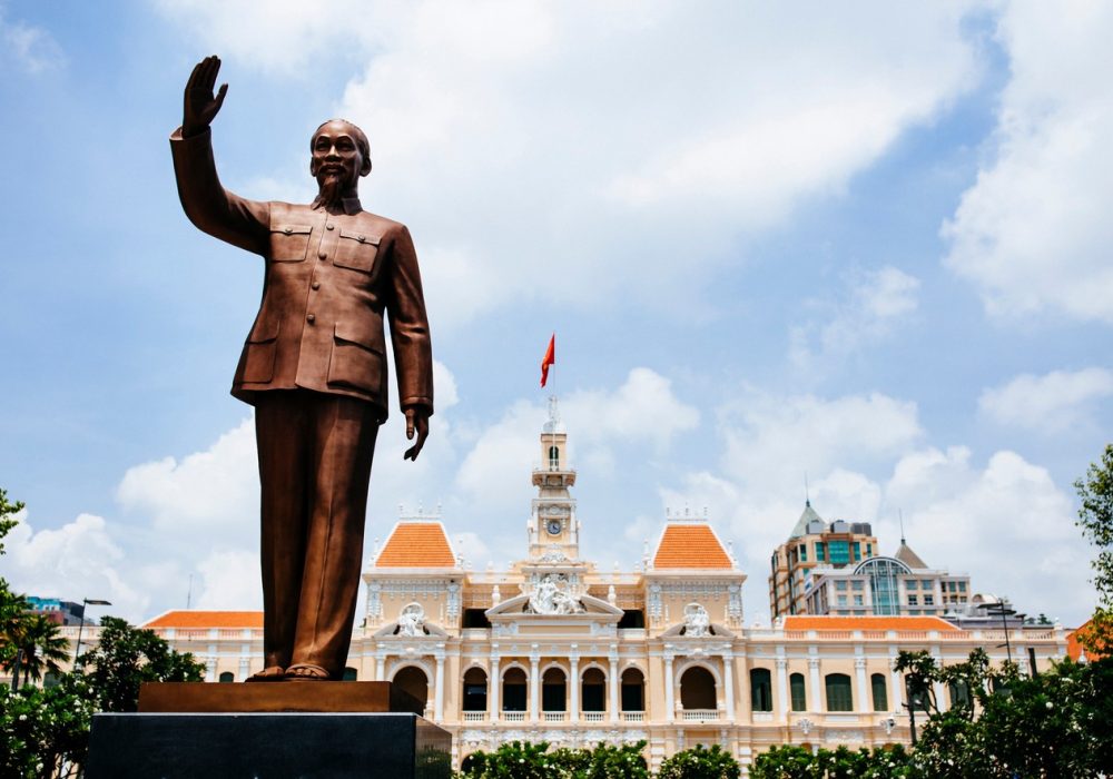 Statue of Ho Chi Minh in downtown Saigon, Vietnam.